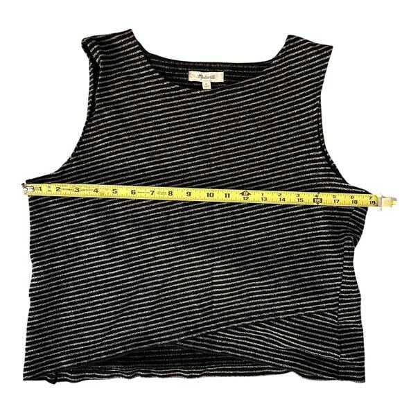 Madewell Black Striped Crossover Tank 100% Cotton Medium Minimalist Casual EUC - Picture 7 of 10